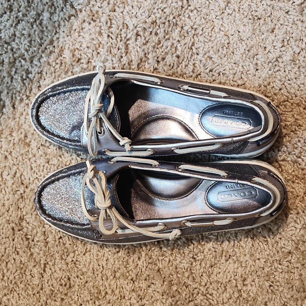 Women's Silver Coach Richelle Loafers Boat Shoes Size 7.5